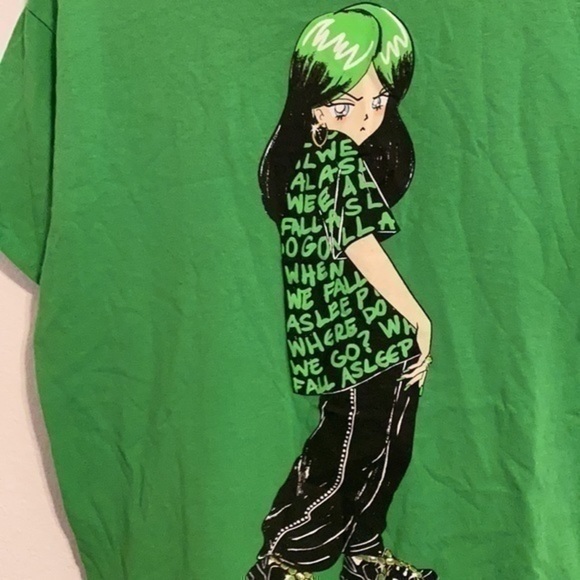 BILLIEELISH GREY SHORT SLEEVE SHIRT SIZE LARGE - Picture 2 of 4